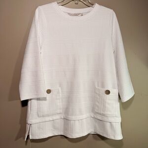 Soft Surroundings S White‎ Textured Tunic Top White Oversized Laganlook Coastal
